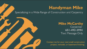 Handyman Mike Business Card Design #1