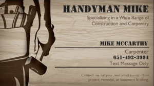 Handyman Mike Business Card Design #2